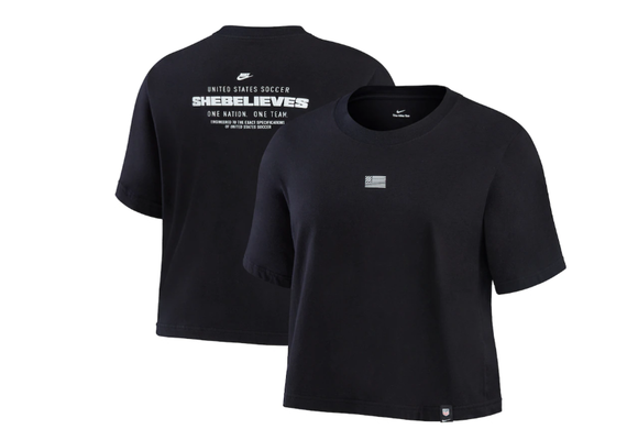 Nike Womens United States USA WC World Cup 2022 Voice Tee Shirt- Black