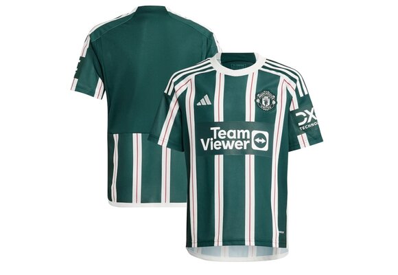 adidas Youth Manchester United 2023-24 Away Jersey - Green Night/White/Active Maroon