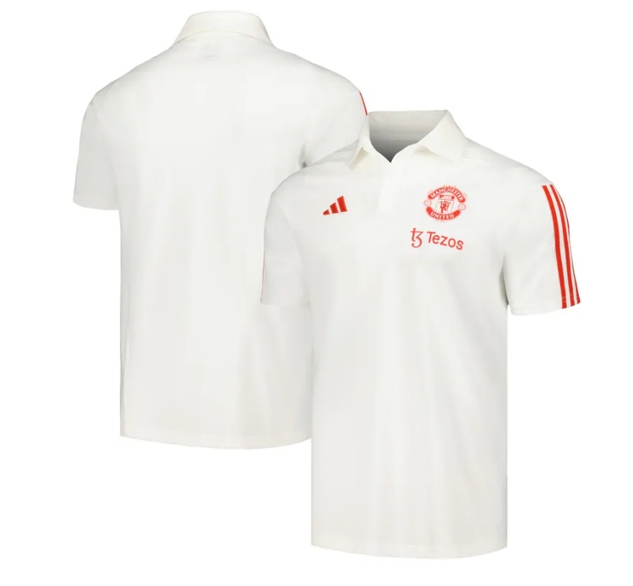 adidas Manchester United 2023- 24 Tiro Polo Shirt - Core White/Red