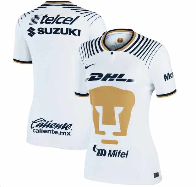 Nike Pumas UNAM Womens 2022 - 23 Home Jersey - White/Truly Gold