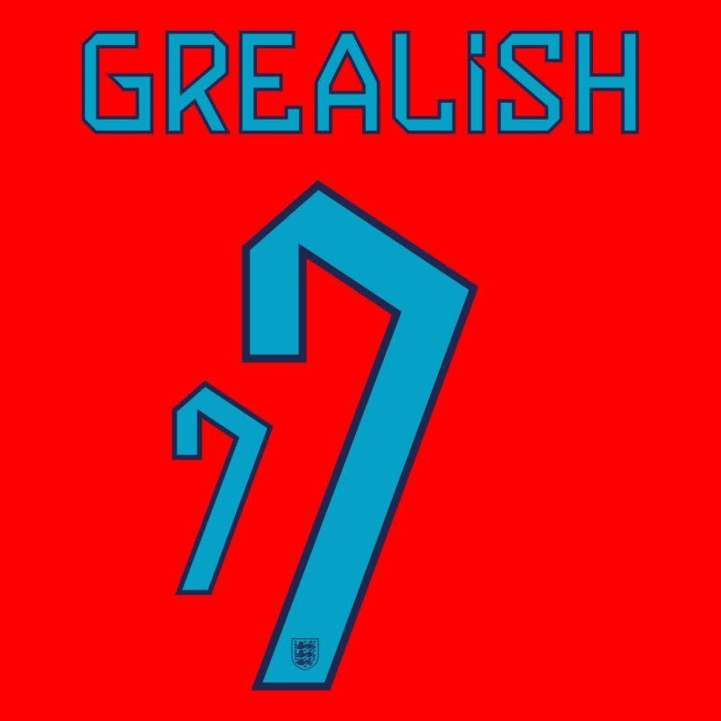 Grealish # 7 England WC World Cup 2022 Away  Nameset / Light Blue