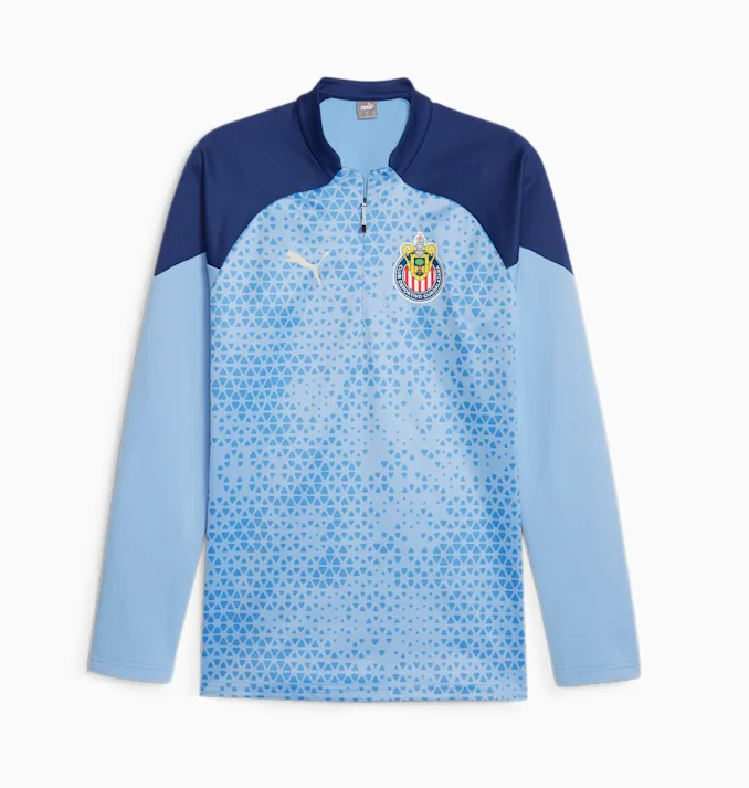Puma Chivas DG 2023 - 24 Quarter Zip Training Fleece Jacket - Day Dream/Elektro Blue