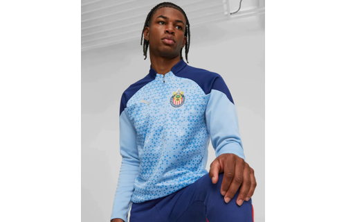 Puma Chivas DG 2023 - 24 Quarter Zip Training Fleece Jacket - Day Dream/Elektro Blue