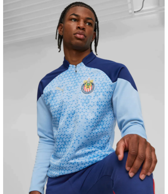 Puma Puma Chivas DG 2023 - 24 Quarter Zip Training Fleece Jacket - Day Dream/Elektro Blue