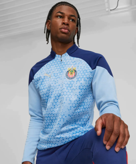 Puma Chivas DG 2023 - 24 Quarter Zip Training Fleece Jacket - Day Dream/Elektro Blue