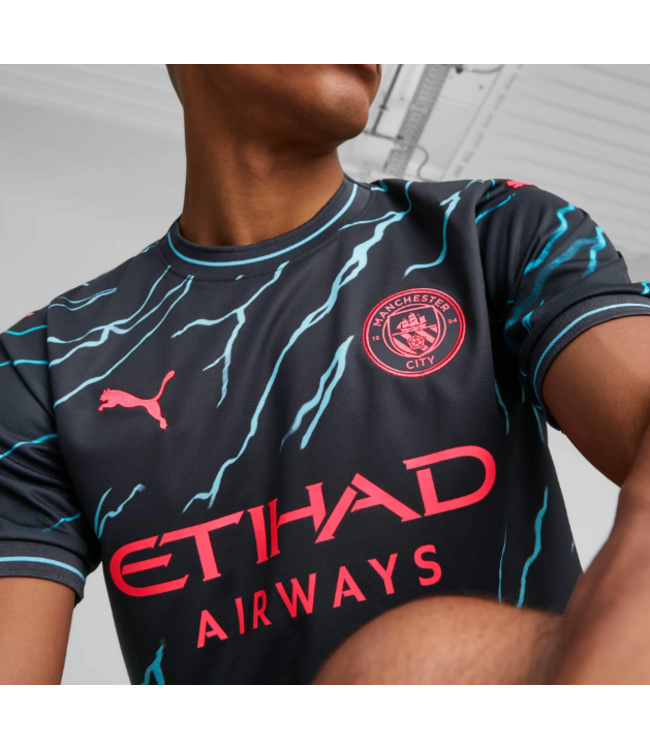 Puma Puma Manchester City 2023 -24 Third Jersey - Dark Navy/Hero Blue/Crimson