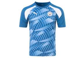 Puma Manchester City 2023 - 24  Prematch Soccer Jersey - Lake Blue/White