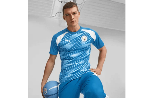 Puma Manchester City 2023 - 24  Prematch Soccer Jersey - Lake Blue/White