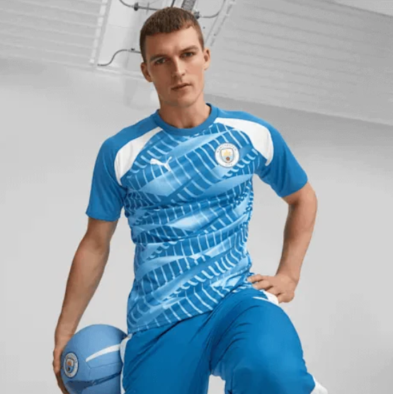 Puma Manchester City 2023 - 24 Prematch Soccer Jersey - Lake Blue/White