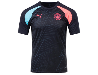 Puma Manchester City 2023 - 24  Prematch Soccer Jersey -Dark Navy/Hero Blue/Sunset Glow