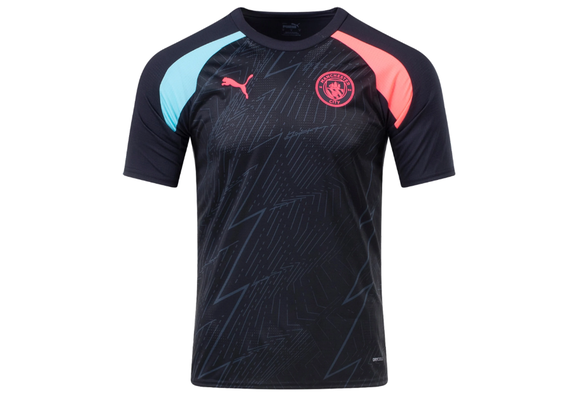 Puma Manchester City 2023 - 24  Prematch Soccer Jersey -Dark Navy/Hero Blue/Sunset Glow