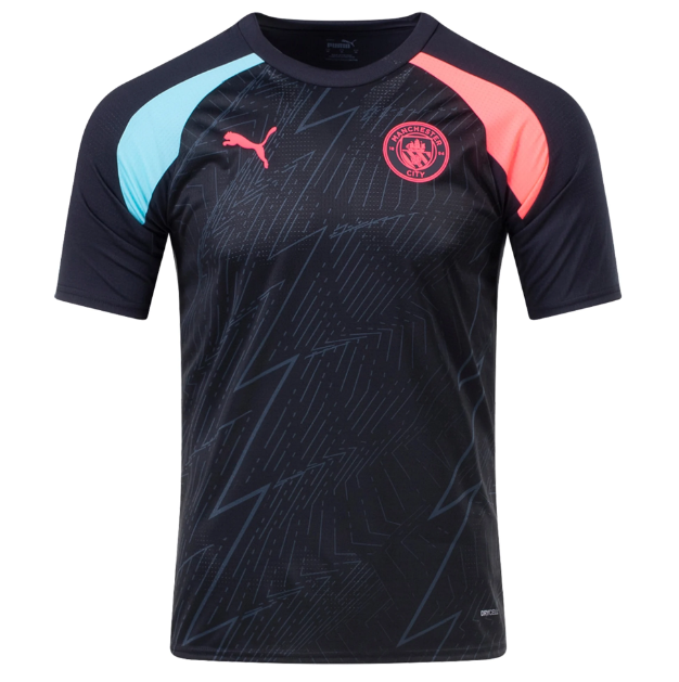 Puma Manchester City 2023 - 24  Prematch Soccer Jersey -Dark Navy/Hero Blue/Sunset Glow