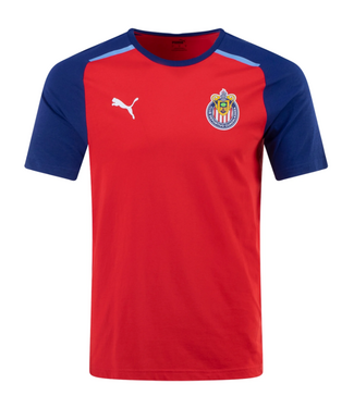 Puma Puma Chivas 2023 - 24 Casuals Tee Shirt - Red/Peacoat/Elektro Blue