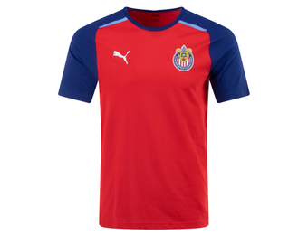 Puma Chivas 2023 - 24 Casuals Tee Shirt - Red/Peacoat/Elektro Blue