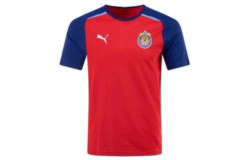 Puma Chivas 2023 - 24 Casuals Tee Shirt - Red/Peacoat/Elektro Blue