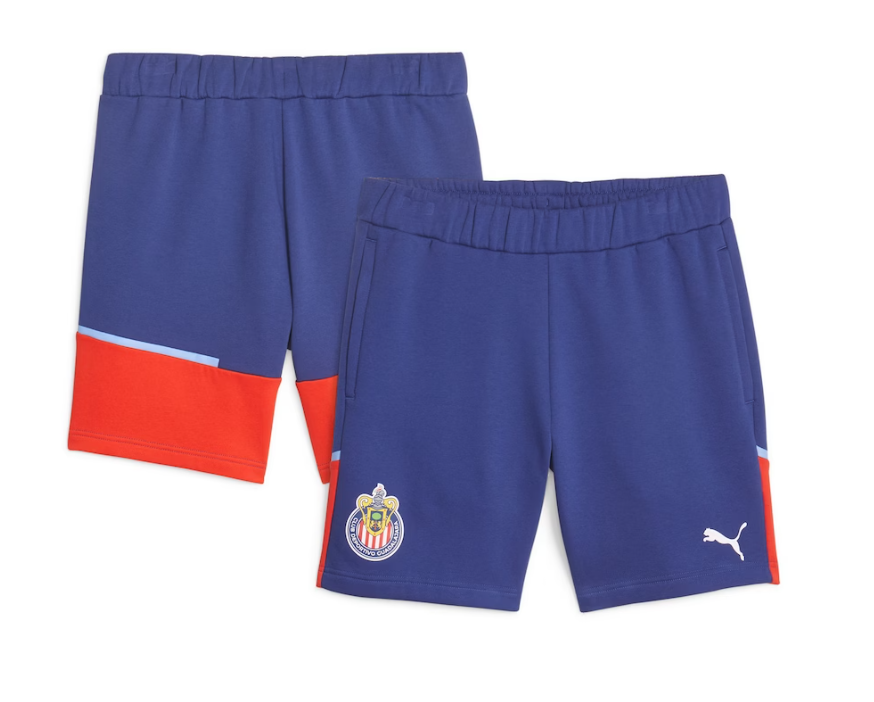 Puma Chivas 2023 - 24 Casuals Shorts - Peacoat/Elektro Blue/Red