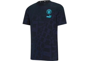 Puma Manchester CIty 2023 -24 ftblCore AOP Tee Shirt- Dark Navy/Hero Blue