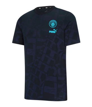 Puma Puma Manchester CIty 2023 -24 ftblCore AOP Tee Shirt- Dark Navy/Hero Blue