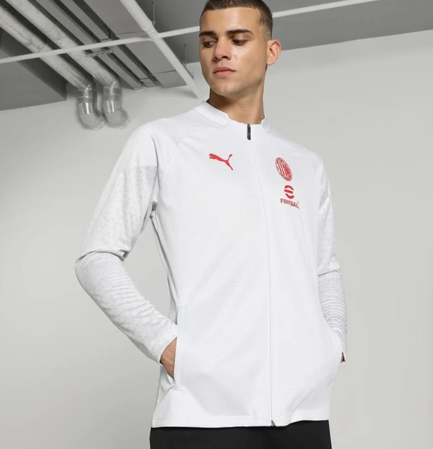 Puma AC Milan 2023-24 Full Zip Training Jacket - Feather Gray/Red
