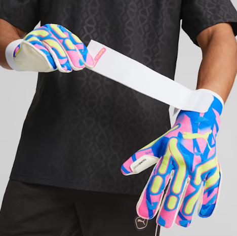 Puma Ultra Ultimate Hybrid Pro Energy Goalie Goalkeeper Gloves - Blue/Yellow Alert/Luminous Pink