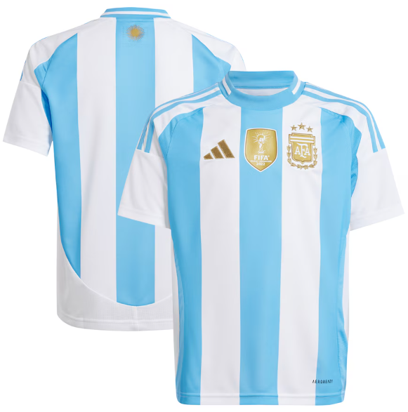 adidas Youth Argentina Copa America 2024 Home Jersey - White/Blue Burst