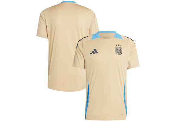 adidas  Argentina Copa America 2024 PreMatch Training Jersey - Tan/Pulse Blue