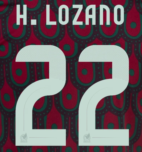 H. Lozano # 22 Mexico Copa America 2024 Home Nameset - Linen Green