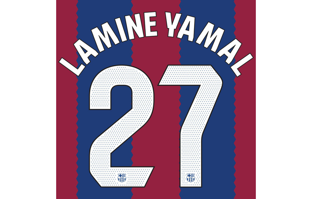 Lamine Yamal # 27 Barcelona 2023 / 24 Home Nameset - KIDS (YOUTH)