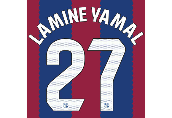 Lamine Yamal # 27 Barcelona 2023 / 24 Home Nameset - KIDS (YOUTH)