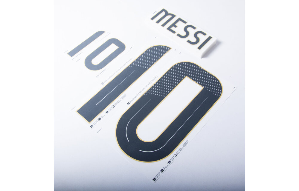 Messi # 10 Argentina Copa America 2024 Home Nameset - Black/Gold  YOUTH/KIDS