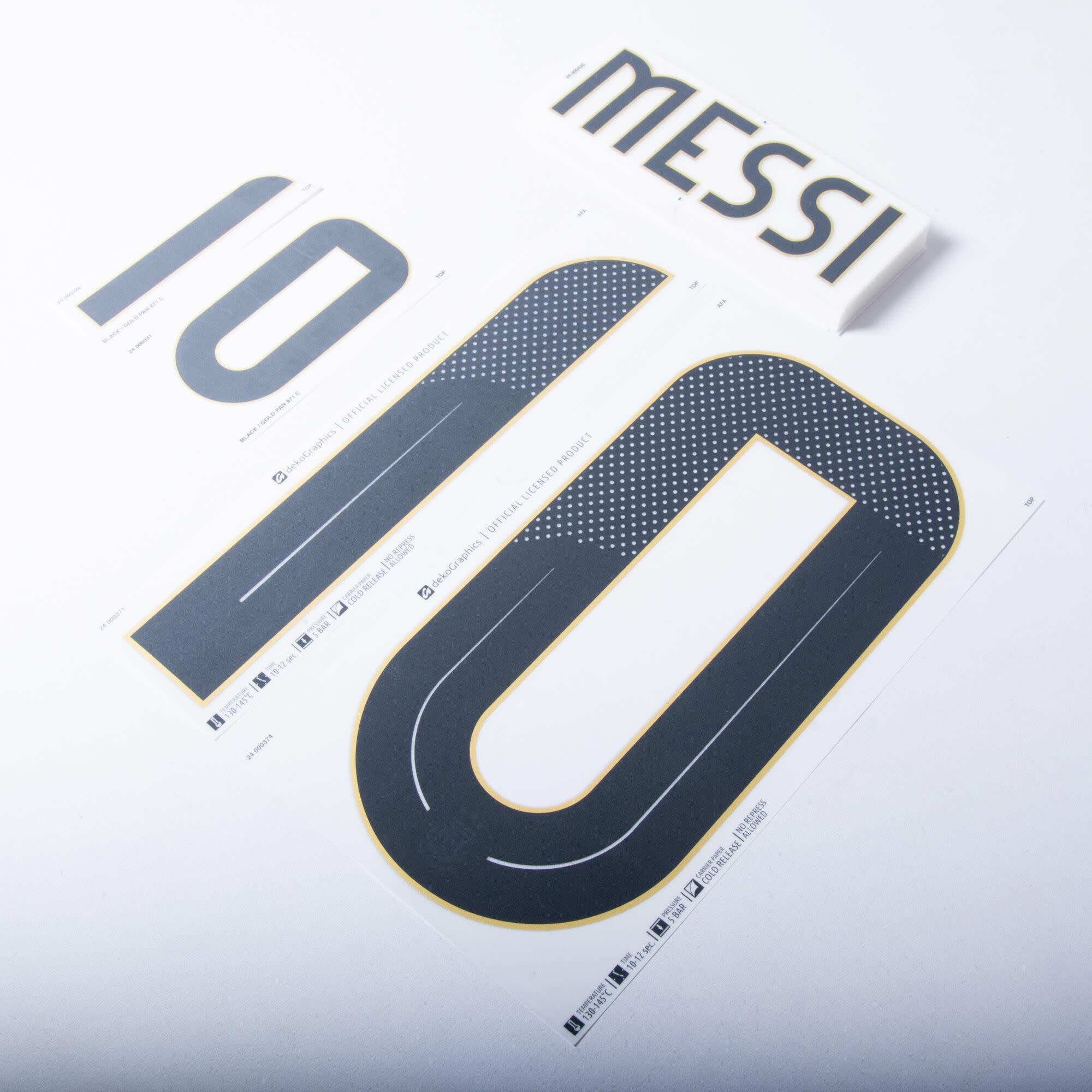 Messi # 10 Argentina Copa America 2024 Home Nameset - Black/Gold  YOUTH/KIDS