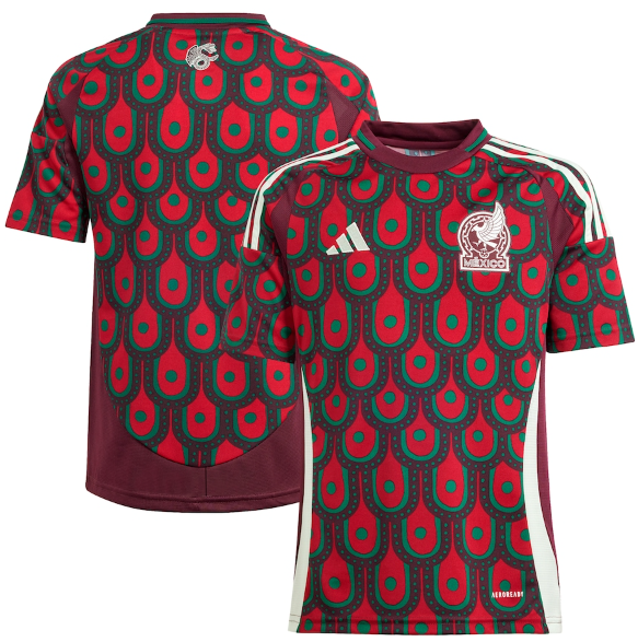 adidas Youth Mexico FMF Copa America 2024 Home Jersey - Burgundy/Multi