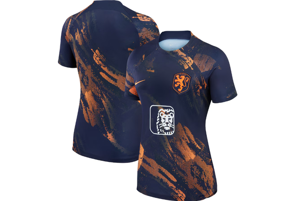 Nike Netherlands - Holland WWC 2023 Womens Academy Pro Prematch Training Jersey-Blackened Blue/Cone