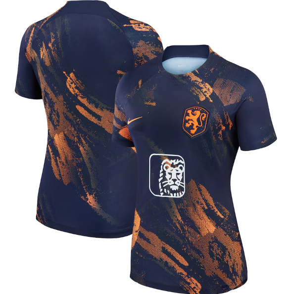 Nike Netherlands - Holland WWC 2023 Womens Academy Pro Prematch Training Jersey-Blackened Blue/Cone