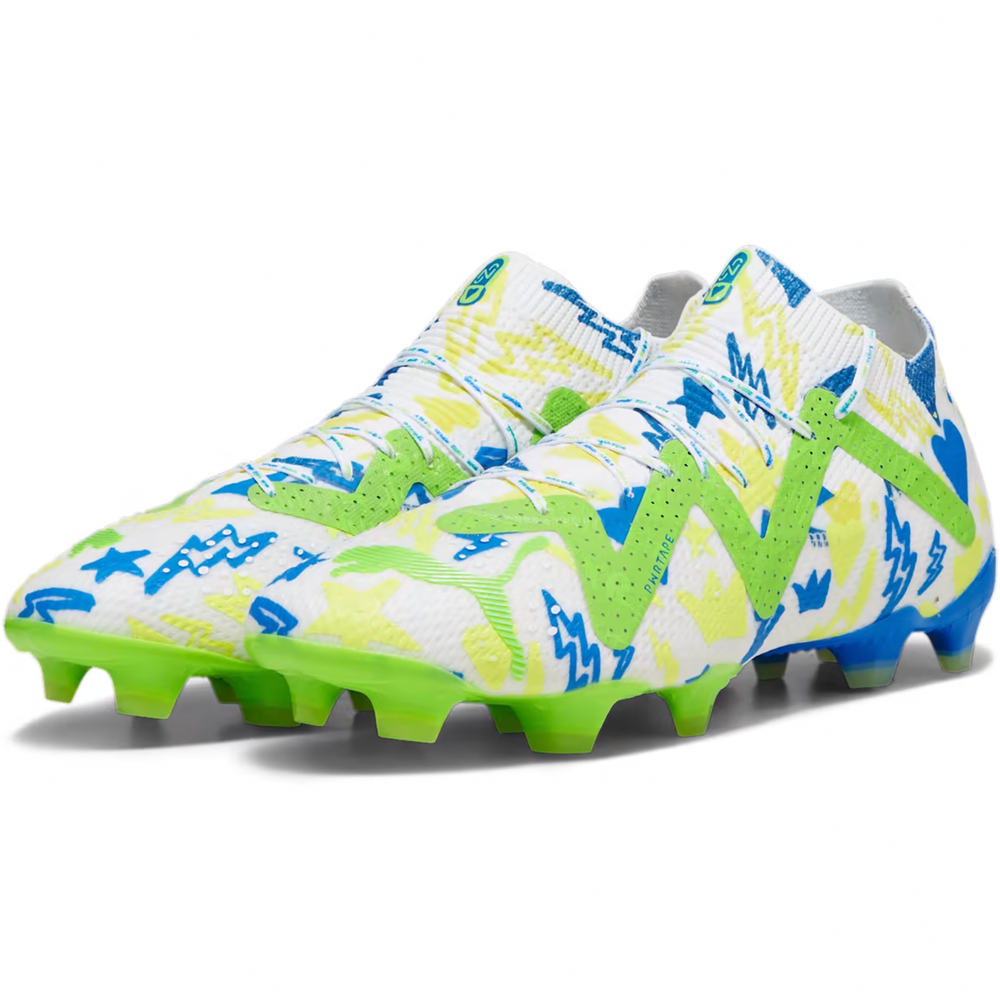 Puma Puma Future NJR Ultimate Elite FG AG White Racing Blue Lemon Meringue Parakeet Green Soccerium