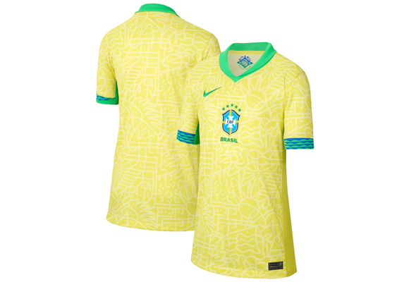 Nike Youth Brazil Copa America 2024 - 25 Home Jersey - Dynamic Yellow/Lemon Chiffon/Green Spark