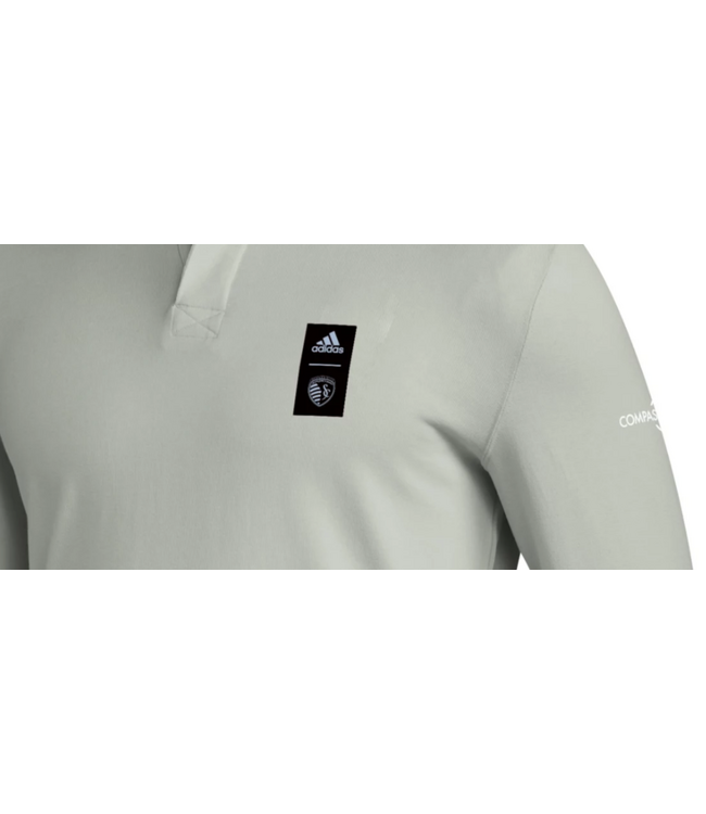 adidas adidas SKC Sporting Kansas City 2024 MLS Long Sleeve Travel Polo Shirt - Silver/Grey