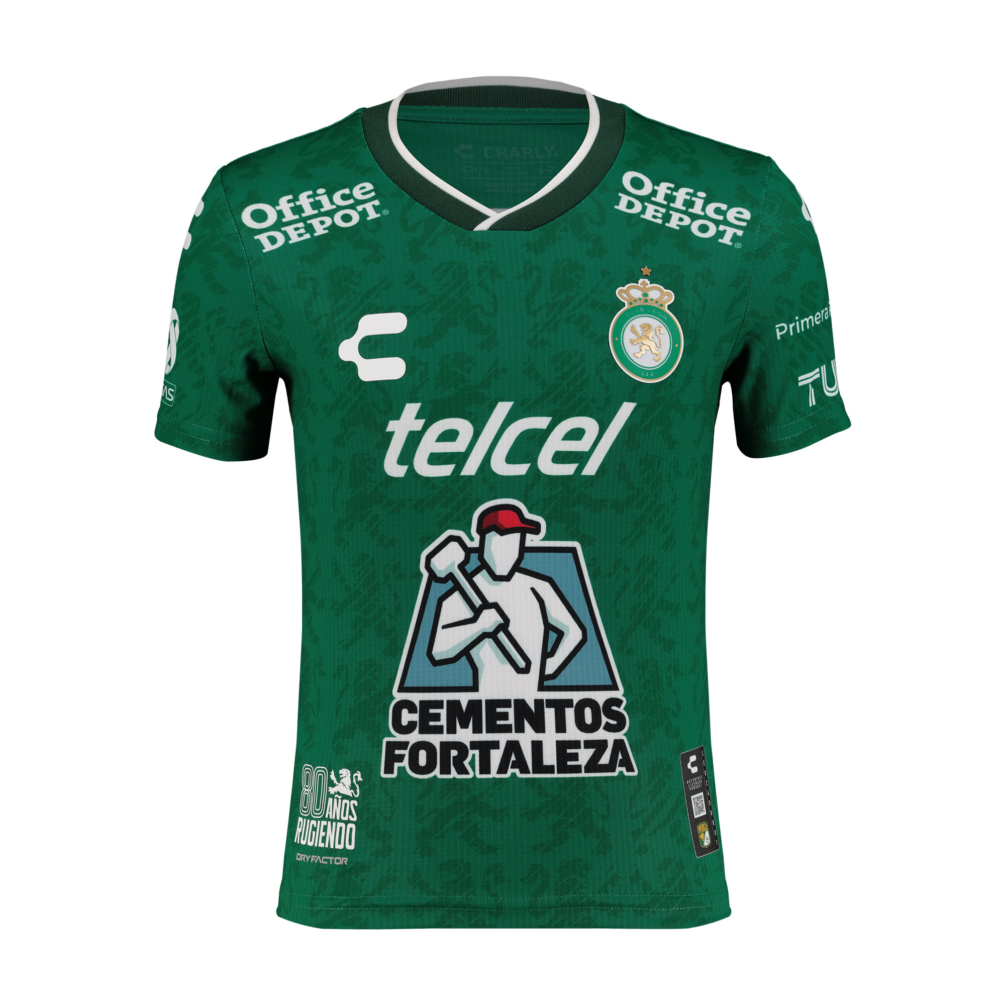 Charly Club Leon 2024-25 Youth Home Jersey - Green/Black