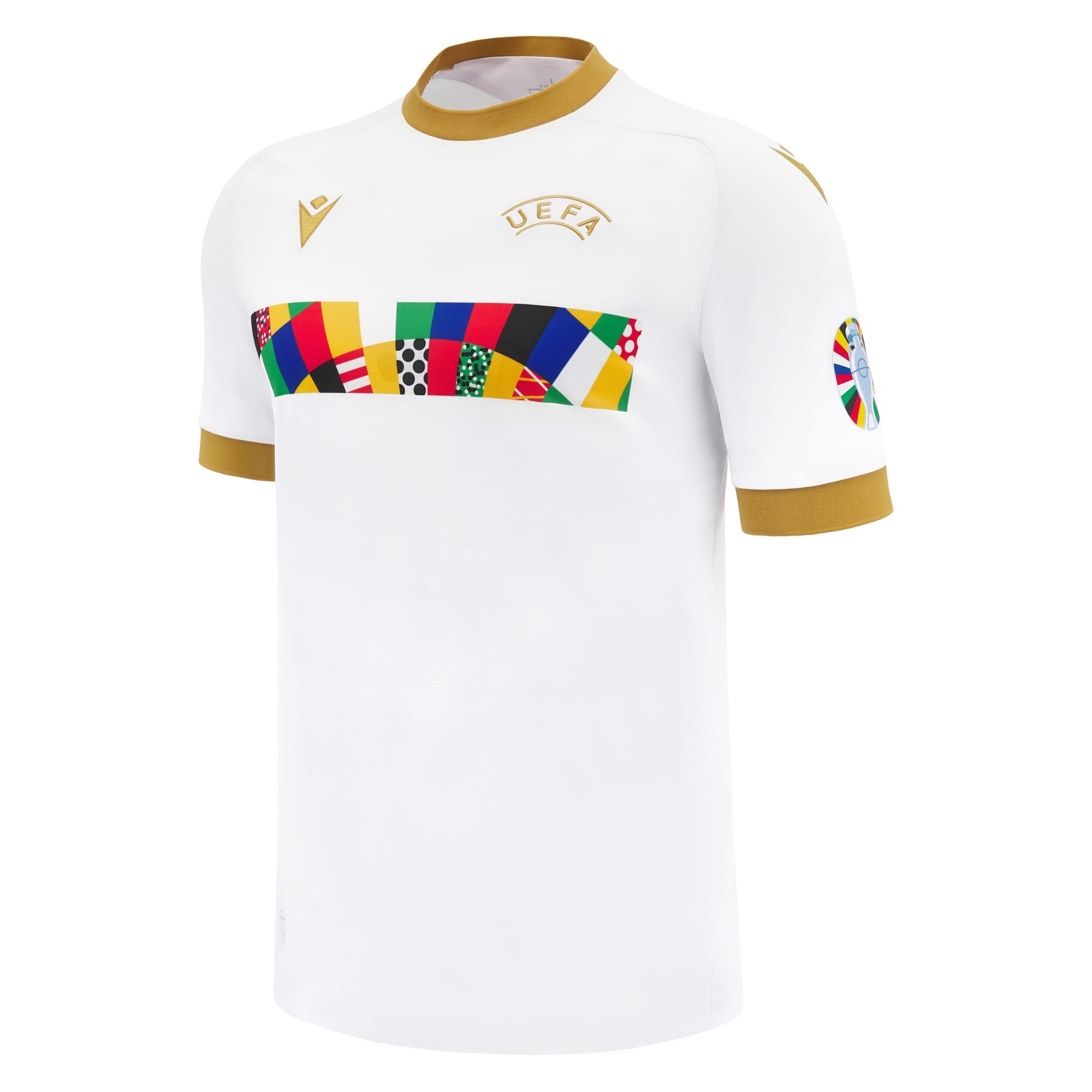 Macron UEFA Euro 2024 Official Referee WarmUp Jersey - White/Gold
