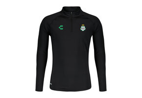 Charly Santos Laguna 2024-25 Training 1/4 Zip Pullover Top - Black/Green