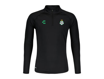Charly Santos Laguna 2024-25 Training 1/4 Zip Pullover Top - Black/Green