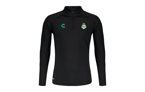 Charly Santos Laguna 2024-25 Training 1/4 Zip Pullover Top - Black/Green
