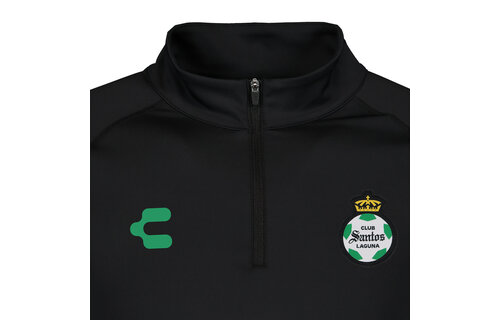 Charly Santos Laguna 2024-25 Training 1/4 Zip Pullover Top - Black/Green