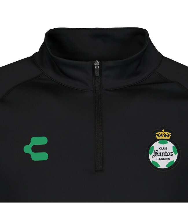 Charly Charly Santos Laguna 2024-25 Training 1/4 Zip Pullover Top - Black/Green