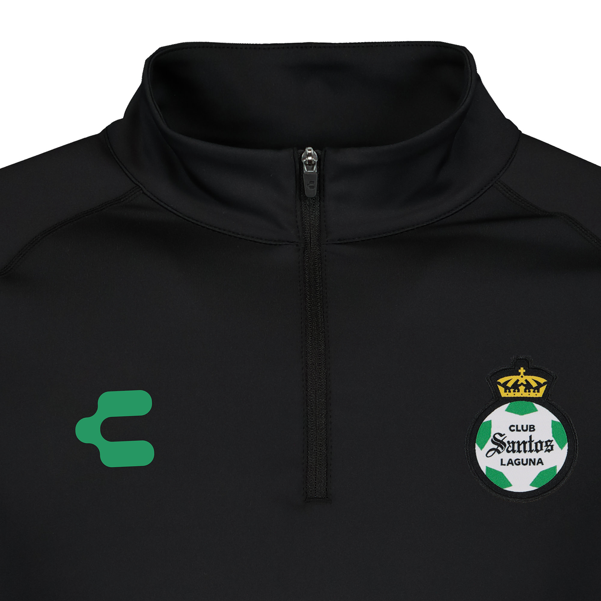 Charly Santos Laguna 2024-25 Training 1/4 Zip Pullover Top - Black/Green