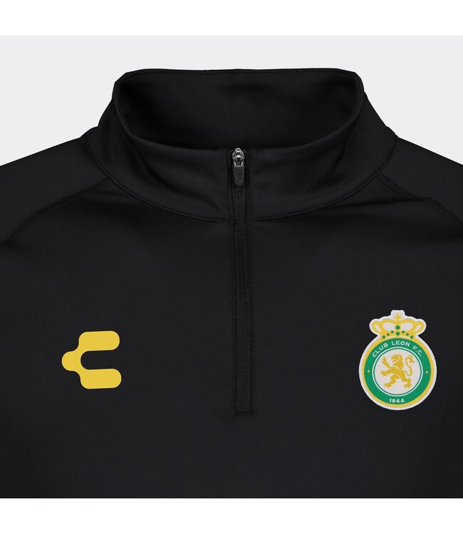 Charly Charly Club Leon 2024-25 Training 1/4 Zip Pullover Top - Black/Green/Gold