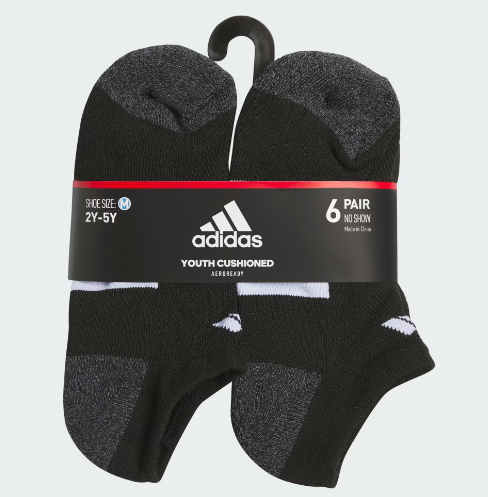 adidas Kids Athletic Cushioned No-Show Socks ( 6 Pack)