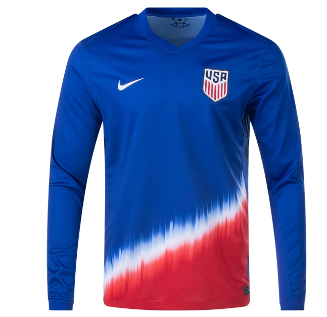 Nike USA United States Copa America 2024 Long Sleeve Away Jersey -Old Royal/Red/White/Loyal Blue/Red