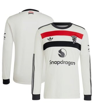 adidas adidas Manchester United 2024-25 Long Sleeve Third Jersey - Off White/Red/Black