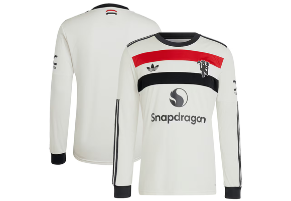 adidas Manchester United 2024-25 Long Sleeve Third Jersey - Off White/Red/Black